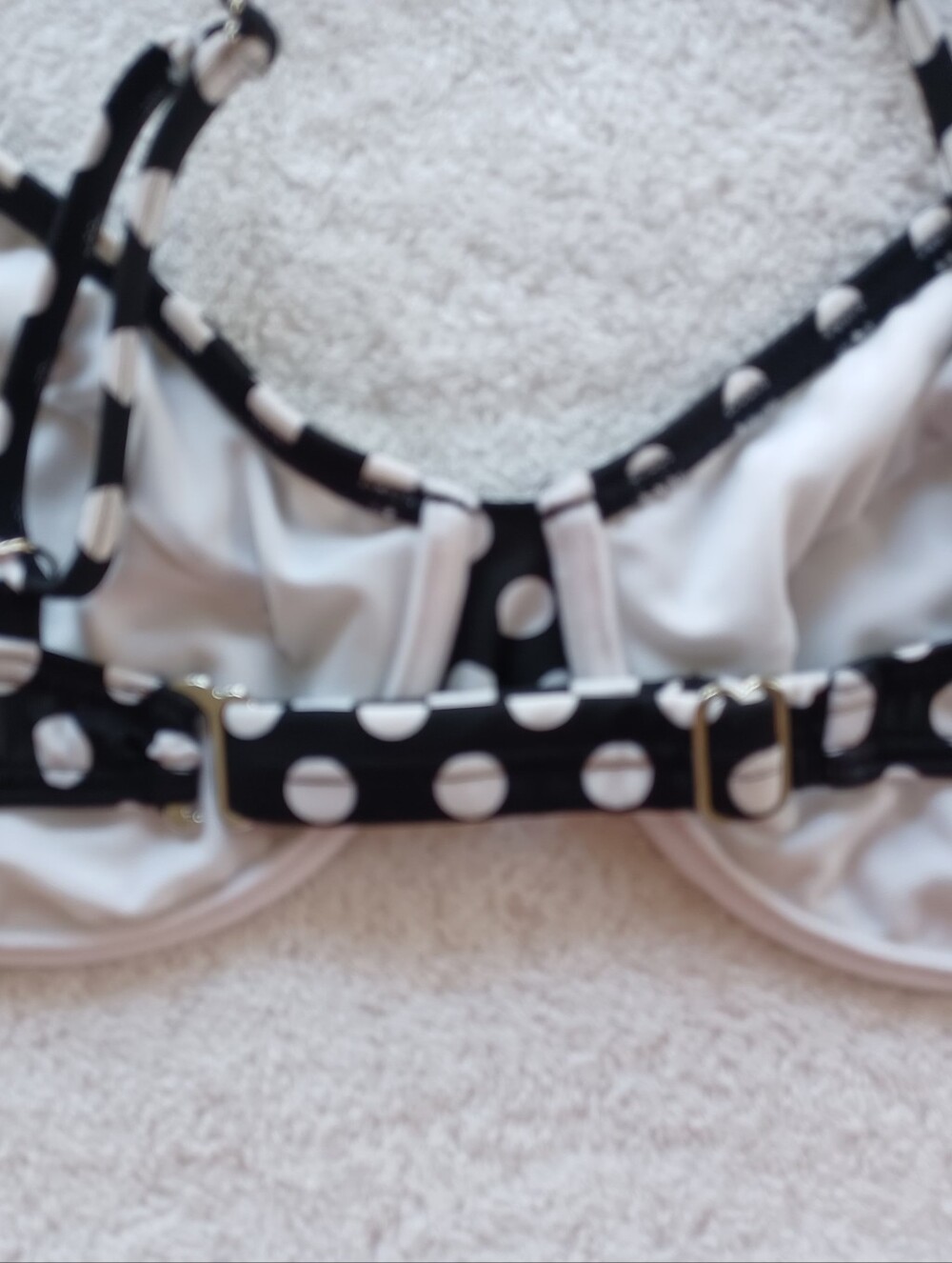 VENUS Black and White Polka Dot Underwire Bikini Top, Size DD - Picture 11 of 16